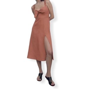 Zara linen cotton bow midi dress